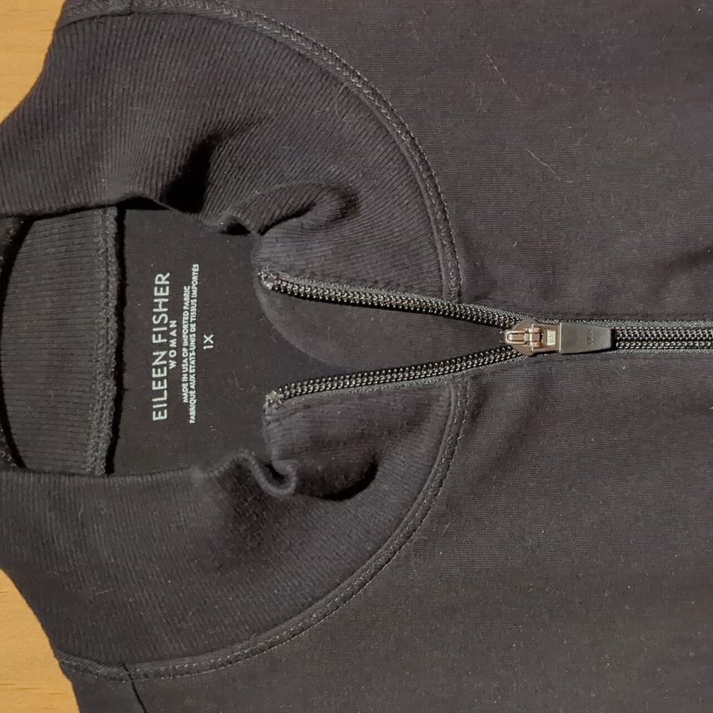 Eileen Fisher Woman Full Zip Sweater/Jacket Made In USA Black Sz 1X - Picture 2 of 7